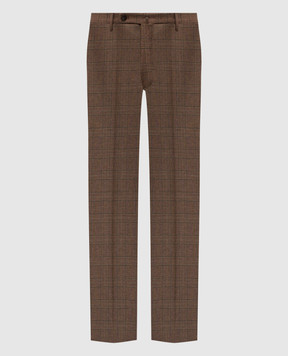 Slowear Brown checked wool and cashmere pants 1T003940958