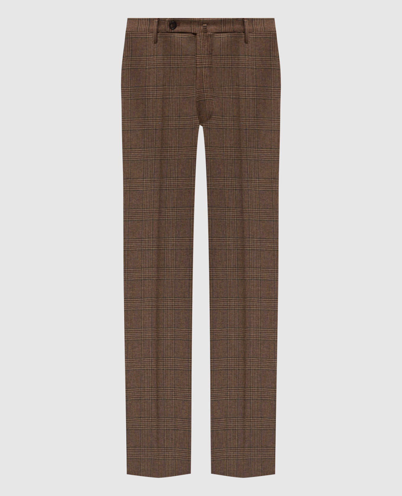 Brown checked wool and cashmere pants Slowear