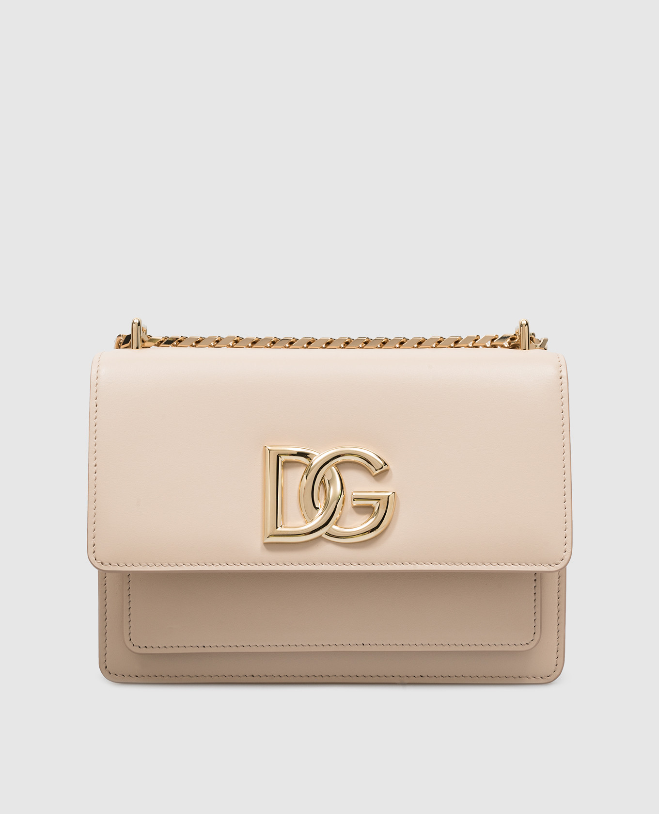 

Beige leather messenger bag with metallic DG logo Dolce&Gabbana, Бежевый