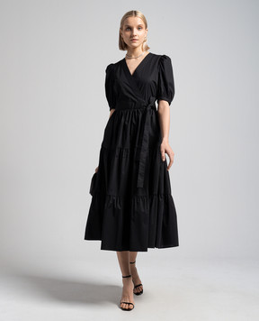 Twinset Black dress with drape and metal logo 241TT2063