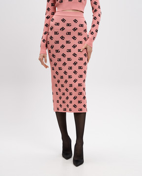 Dolce&Gabbana Pink midi skirt with monogram logo pattern FXO02TJFMGT