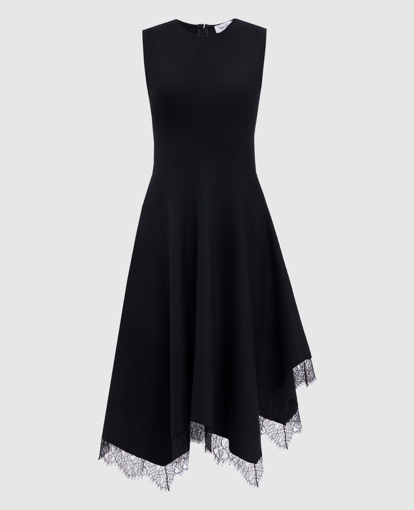Black wool midi dress with lace Alexander McQueen