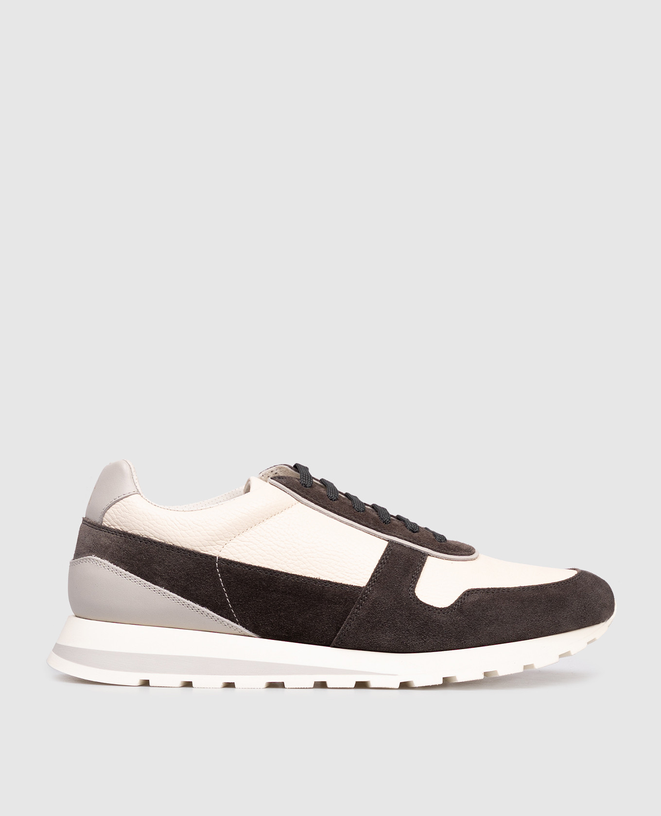 Leather sneakers with logo print Brunello Cucinelli