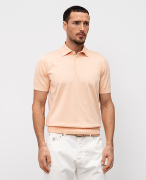Brunello Cucinelli Orange polo with piping M29800125