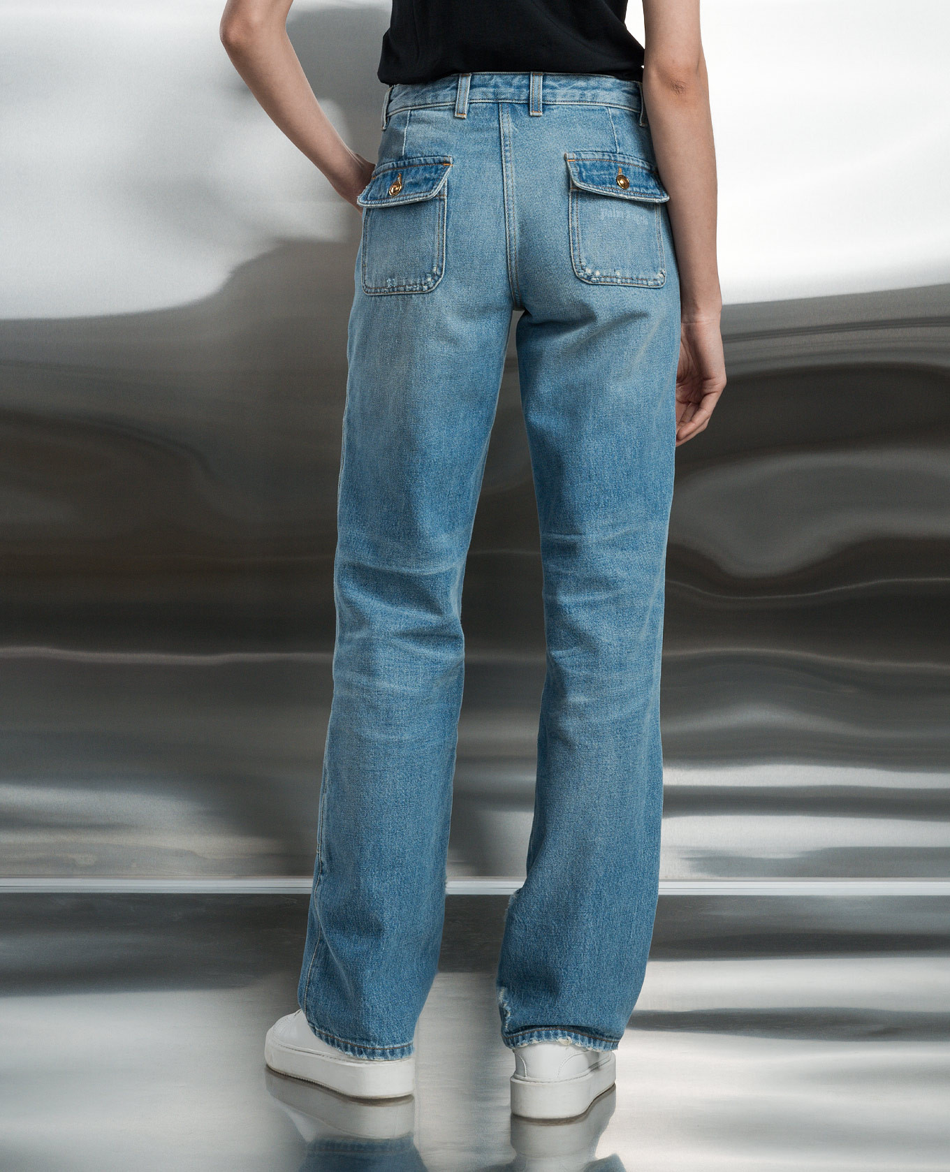 

Blue distressed cargo jeans Palm Angels, Light blue