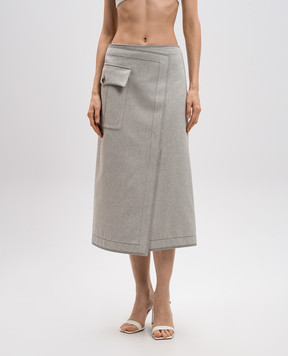 Philosophy di Lorenzo Serafini Gray midi skirt with wool A01020728