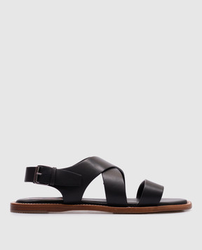 ISAIA Black leather sandals SND021LAMB1