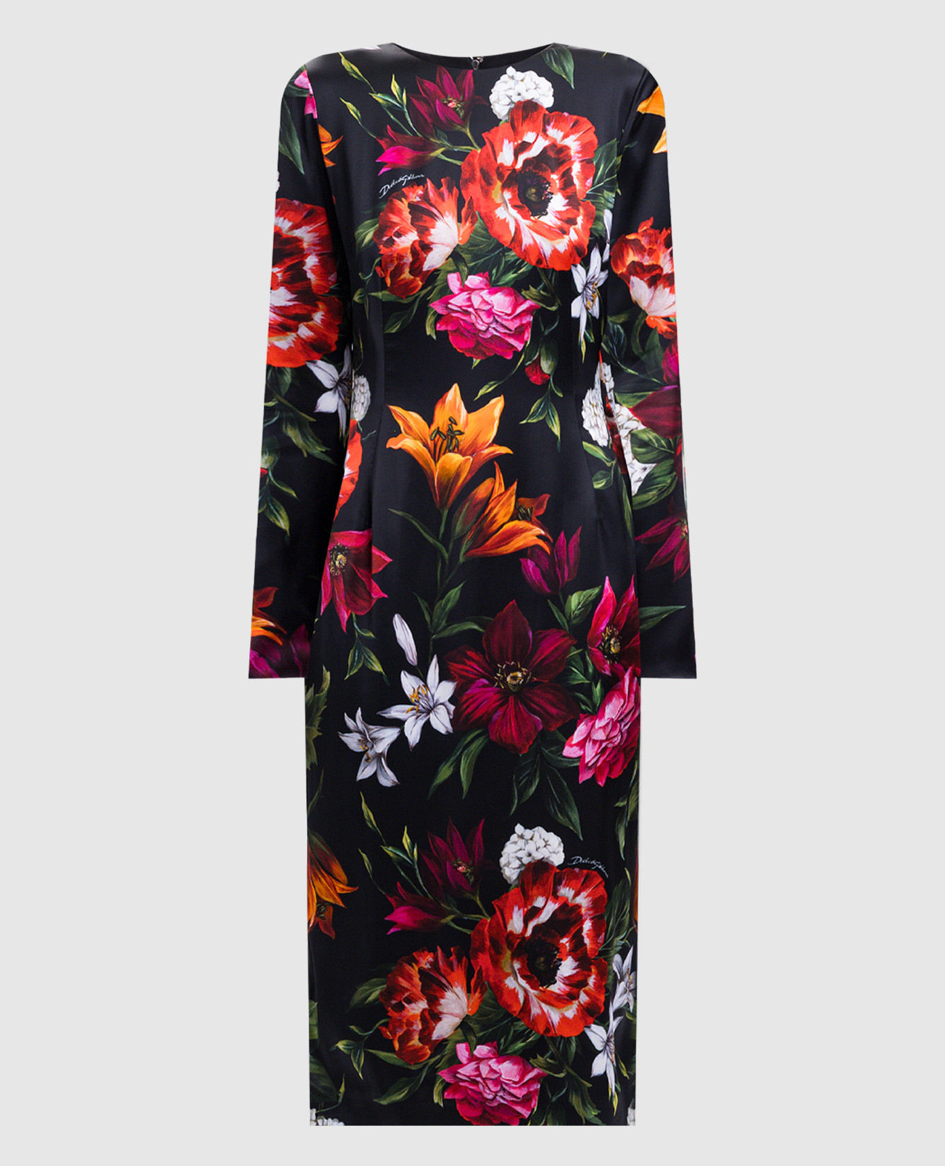 Black floral print midi dress Dolce&Gabbana