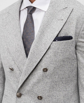 Brunello Cucinelli Gray patterned silk tie MI8850018