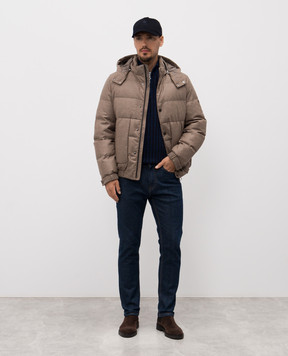 Stefano Ricci Brown wool and cashmere down jacket M6J5400070MA0020