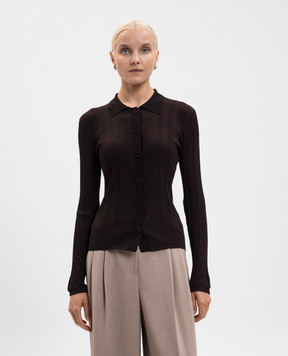 Twinset Brown cardigan with lurex 252AP3022