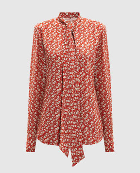 Ermanno Scervino Red floral silk blouse with ascot collar D462K352OYQ