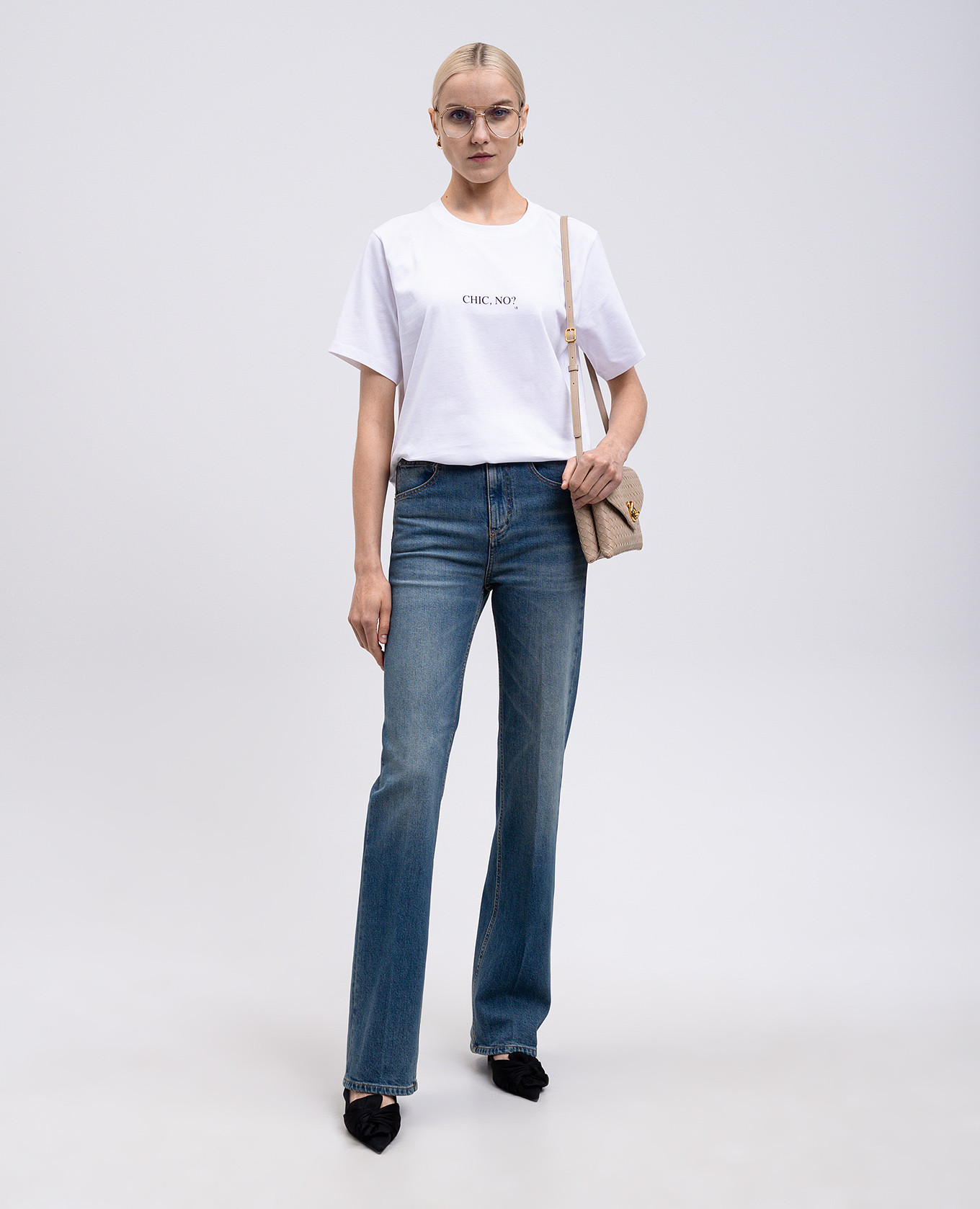 

White T-shirt with Chic print, No Victoria Beckham