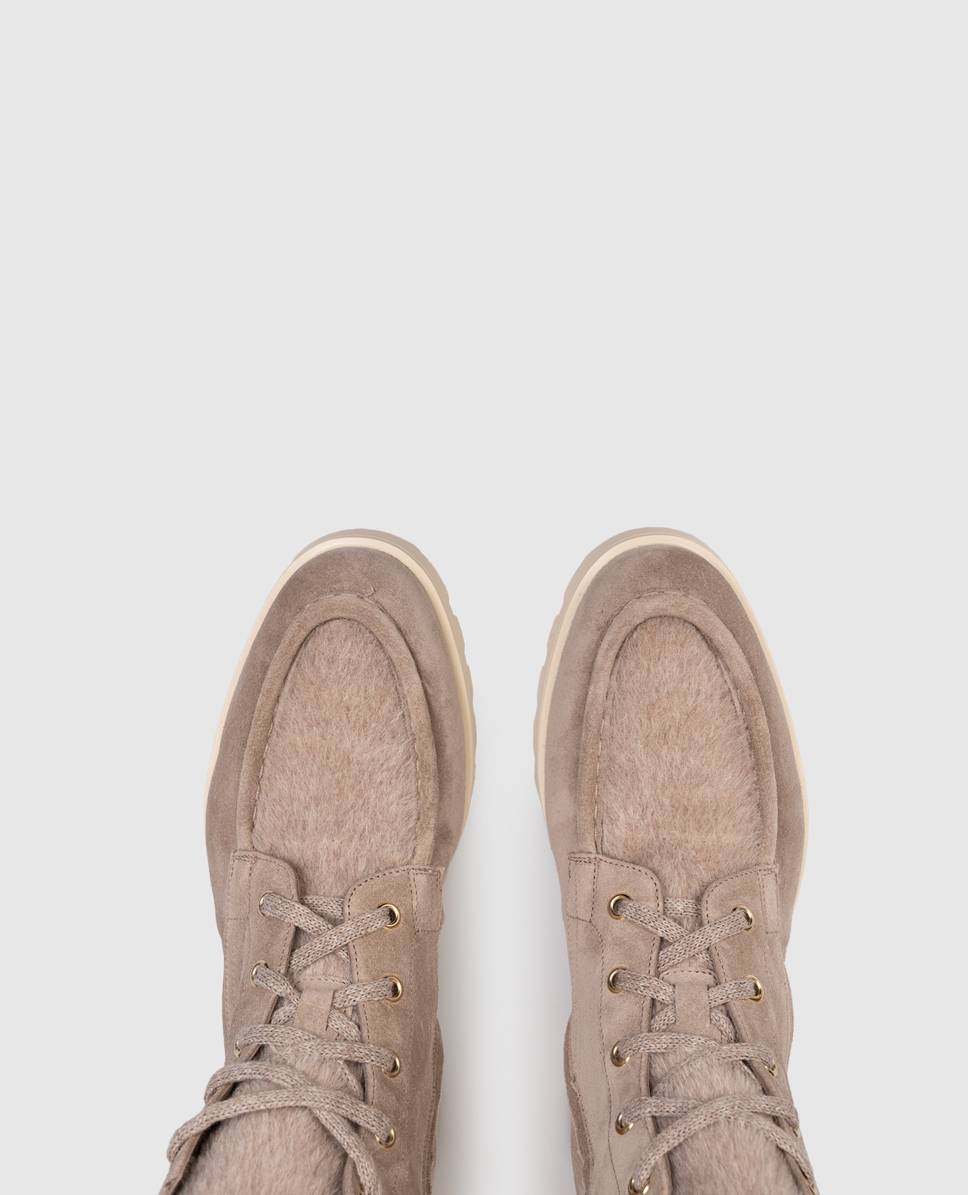 Beige suede boots with wool Santoni 4
