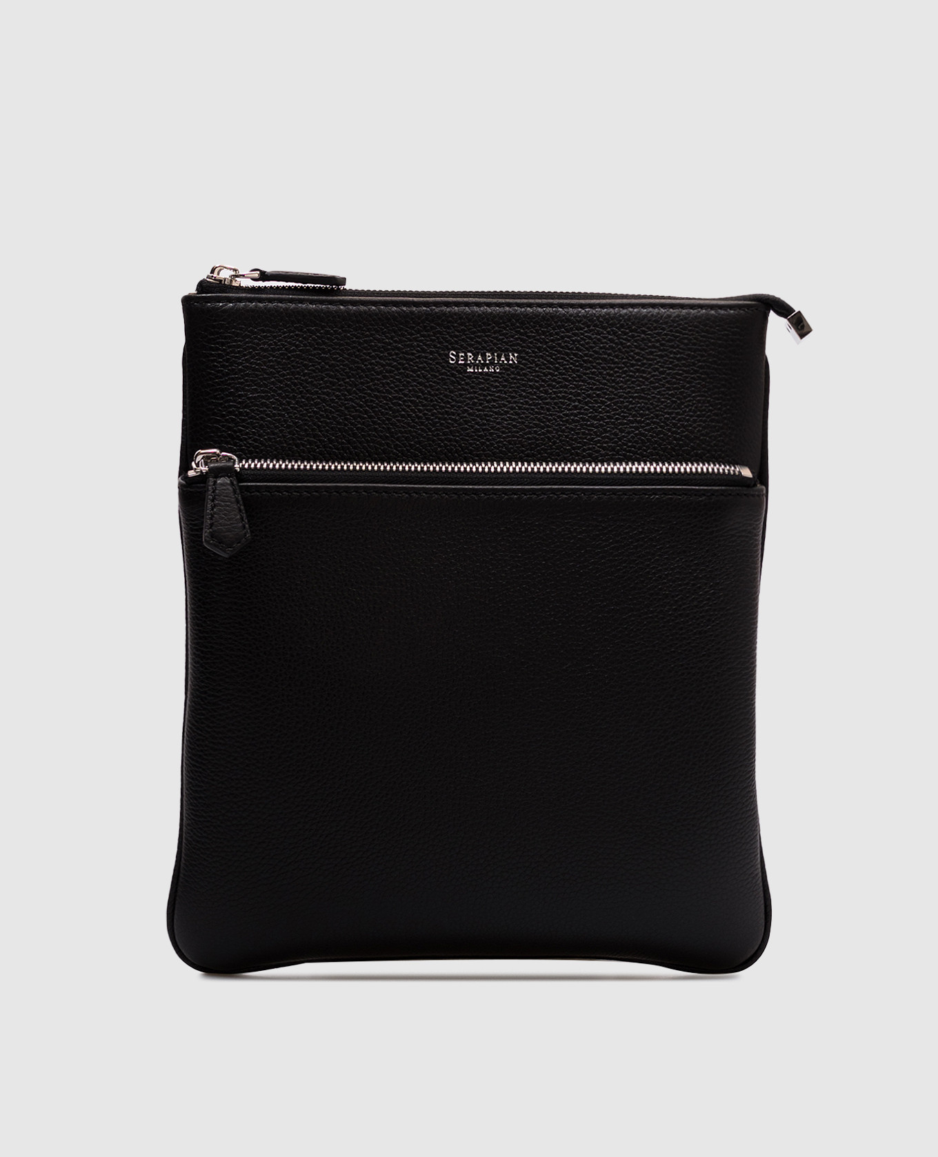 

Black leather bag with logo Serapian