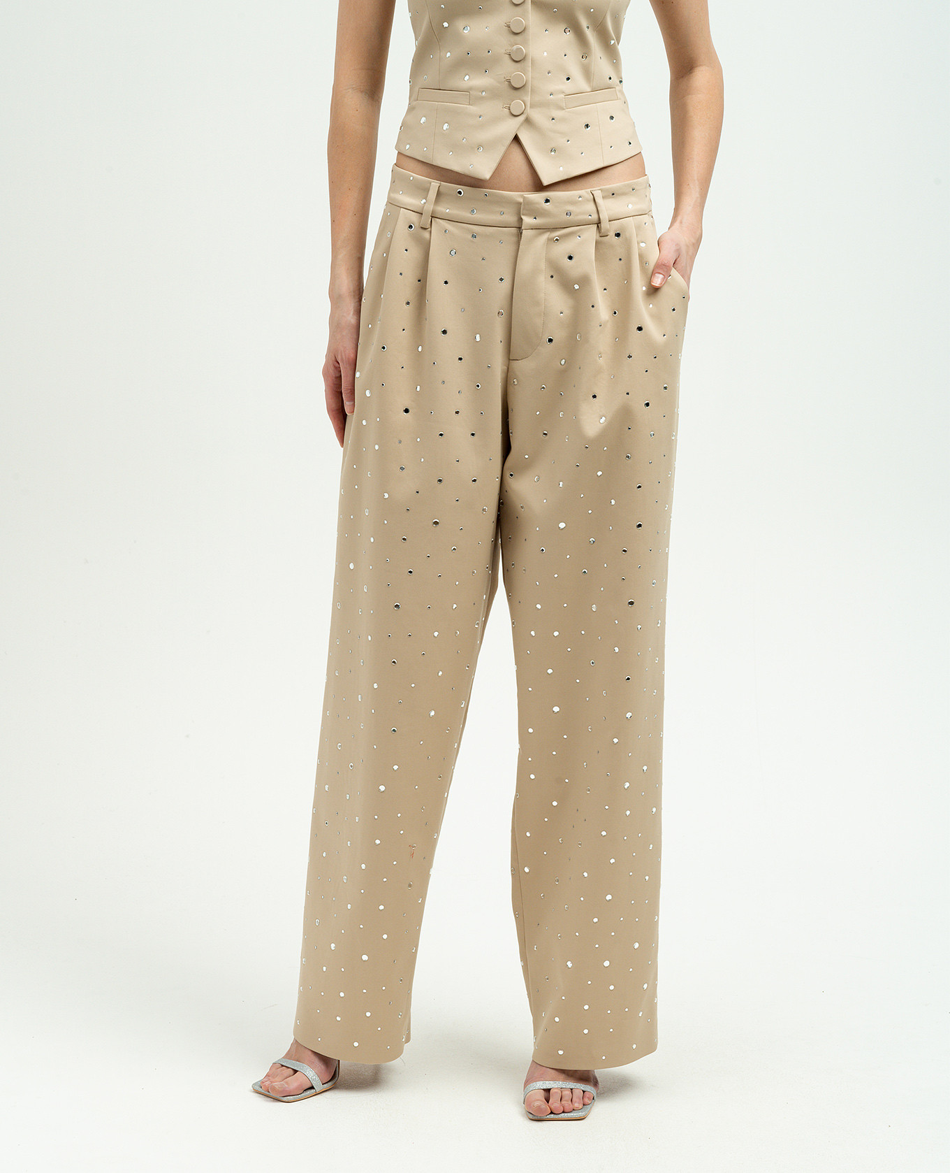 Beige pants with crystals Giuseppe Di Morabito Milano 3