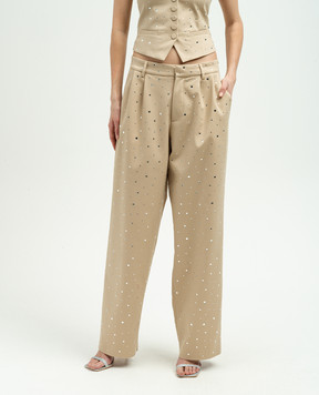 Giuseppe Di Morabito Milano Beige pants with crystals 02SSPA098FM02237