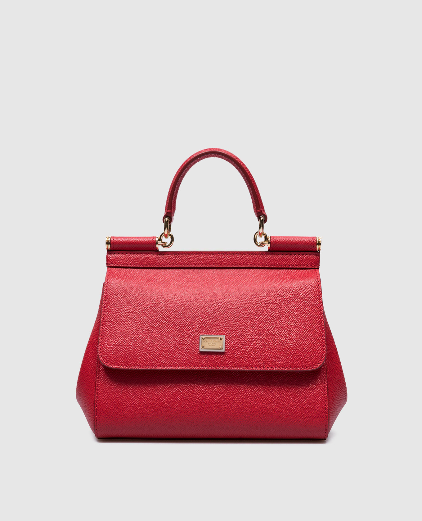 

SICILY red leather satchel bag with metal logo Dolce&Gabbana, Красный