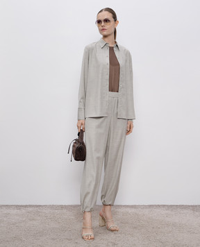 Peserico Gray wool shirt with monil chain A0664406461