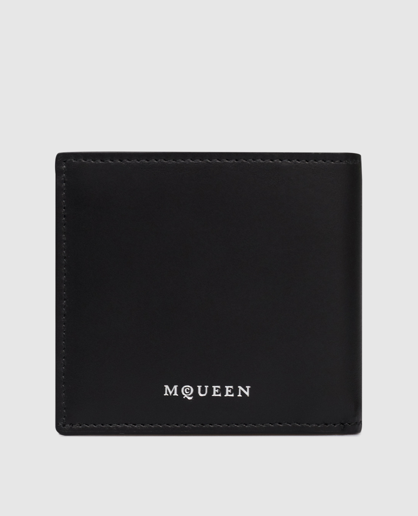 Black leather wallet with logo Alexander McQueen