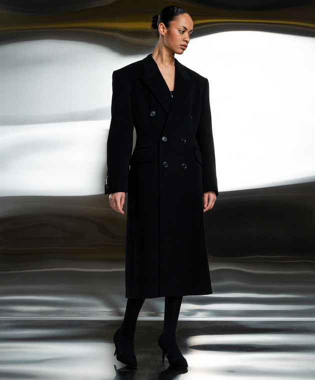 Balenciaga - Black double-breasted cashmere and wool coat