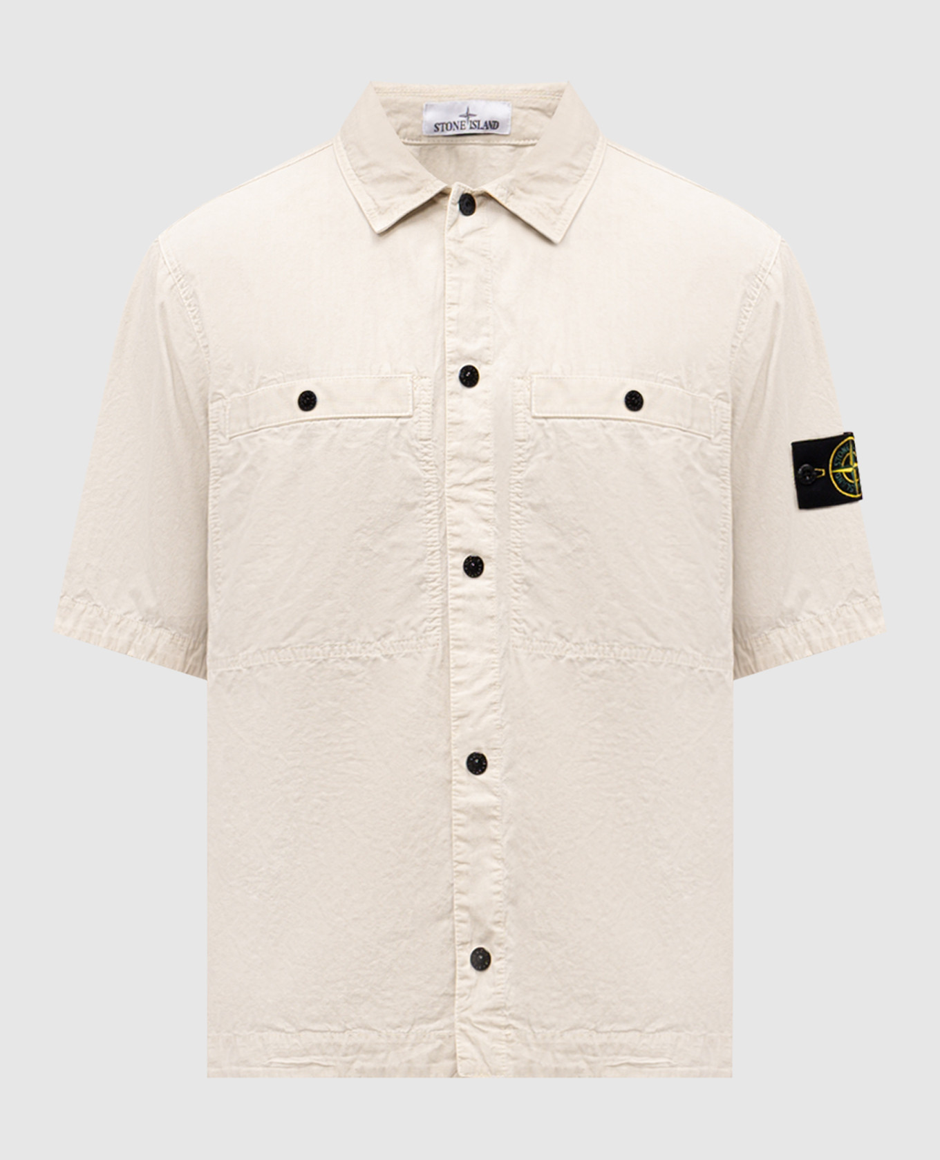 

Beige short-sleeved shirt with logo patch Stone Island