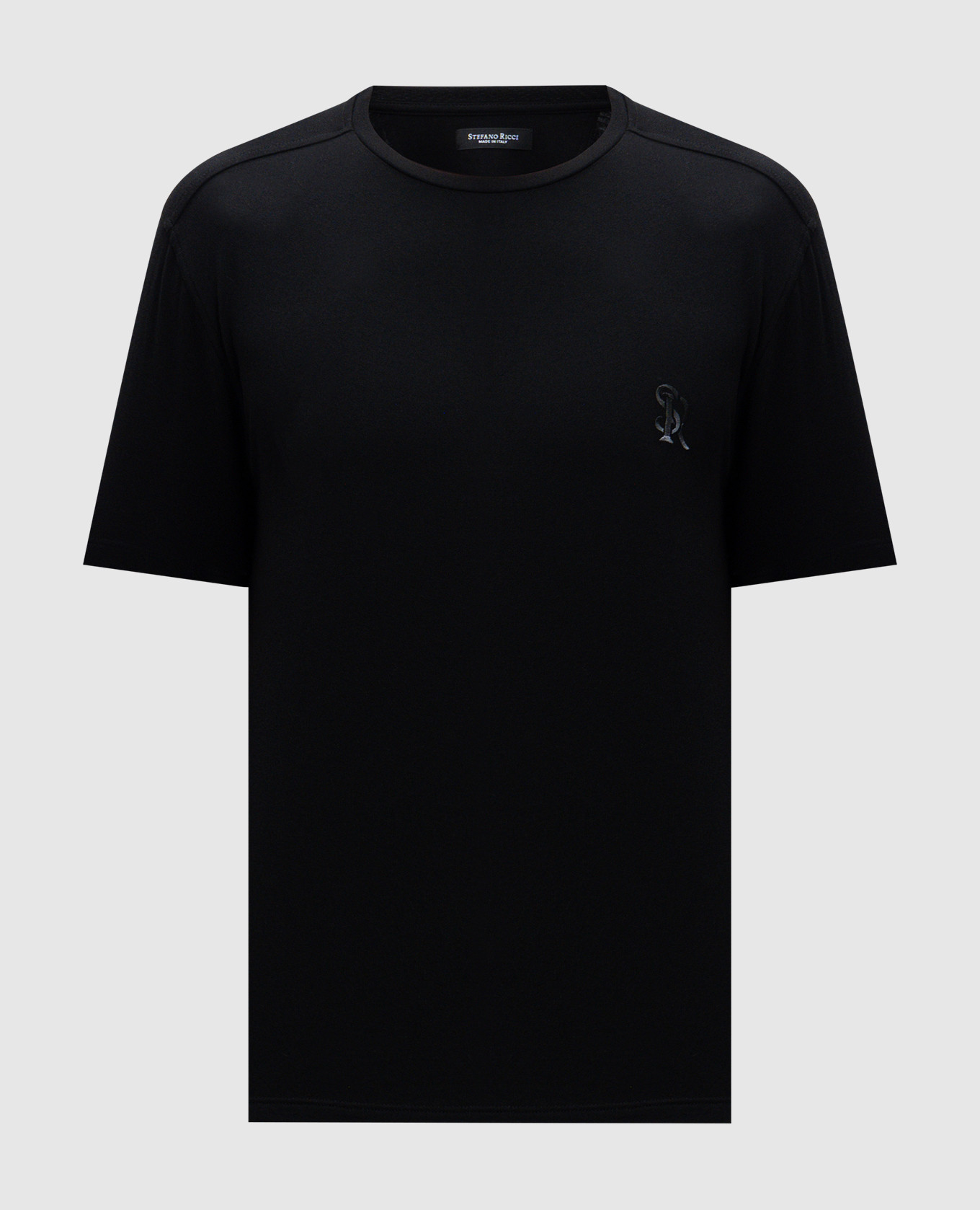 

Black T-shirt with embroidered monogram logo Stefano Ricci