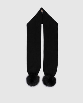 Yves Salomon Enfant Children's black cashmere scarf 24WEA011XXCARD