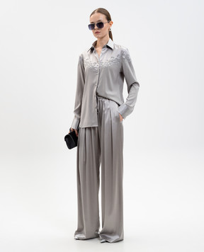 Ermanno Scervino Gray silk blouse with embroidery D472K315HKC