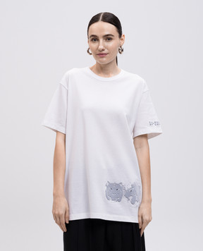 Y`S Yamamoto White T-shirt with textured print YPT89073