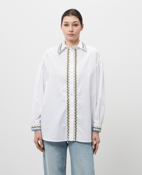 Momoni White PEDREIRA shirt with geometric embroidery 255MMOSH012255MO27