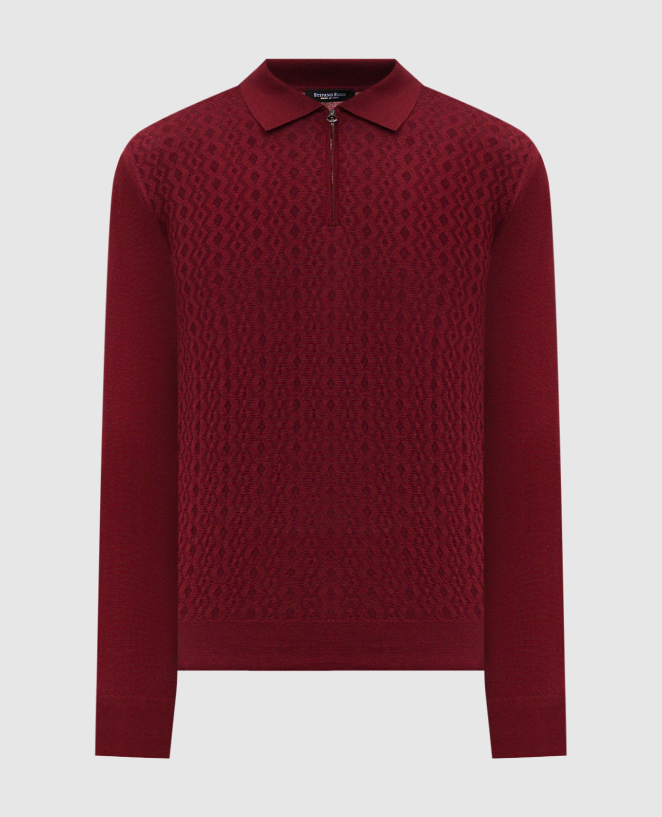 

Burgundy wool, silk and cashmere polo shirt with a pattern Stefano Ricci