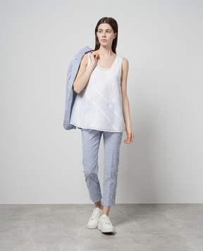 Max Mara White EBRIDI top with lace EBRIDI
