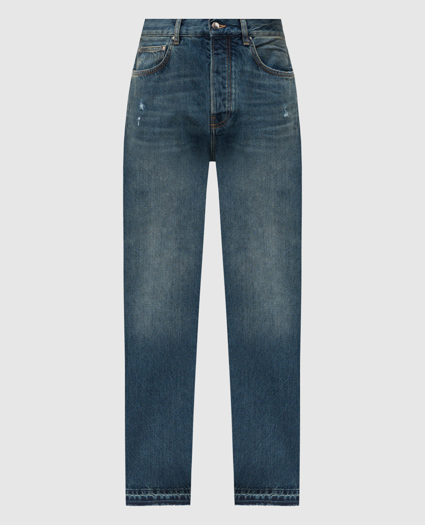 Blue distressed jeans with logo