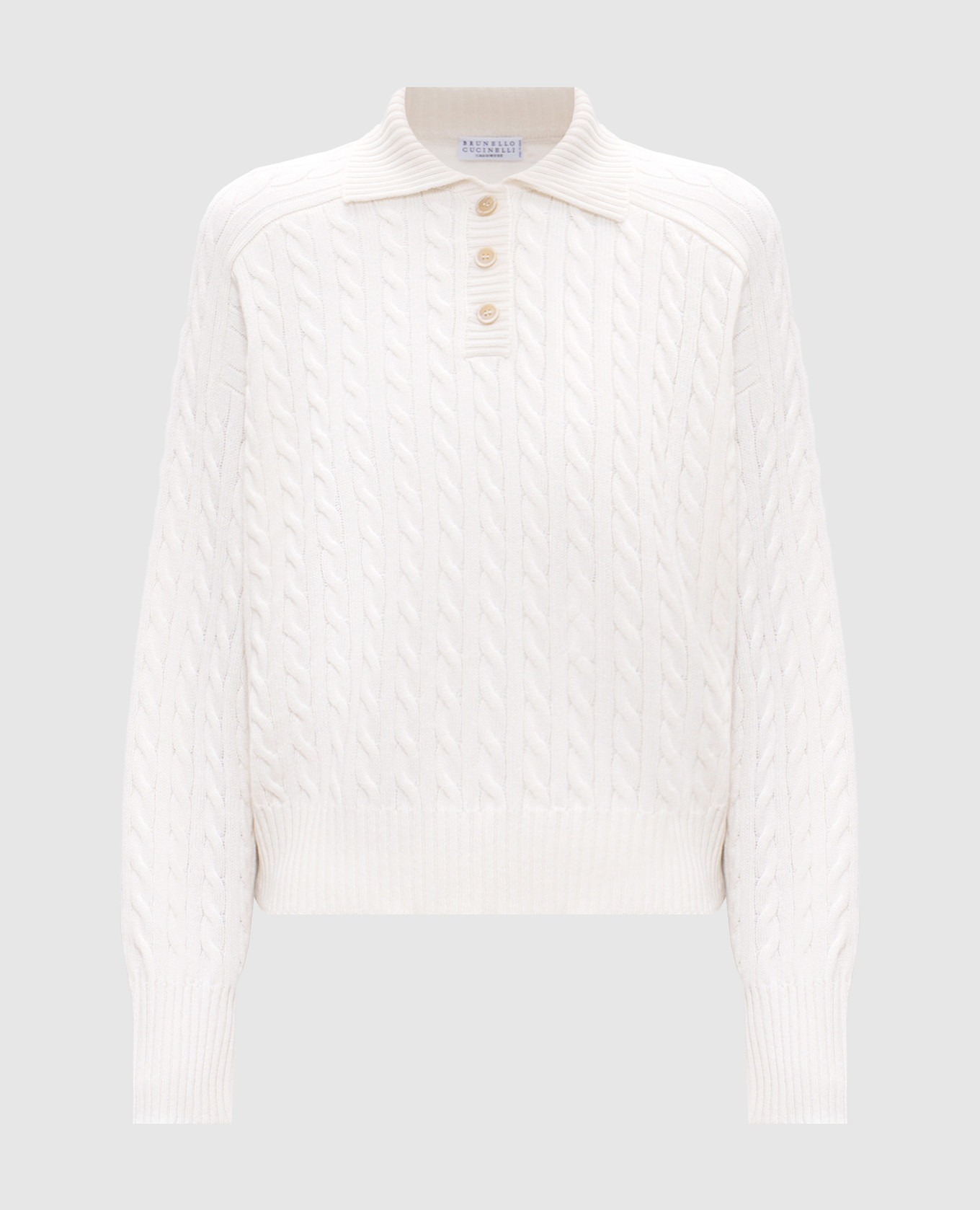 

White cashmere sweater with a monil chain in a textured pattern Brunello Cucinelli