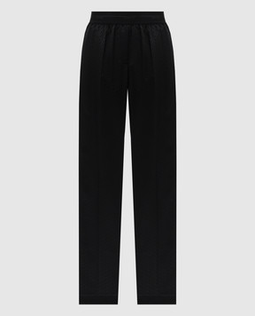Helmut Lang Black pants with wool in monogram logo pattern O10HW202