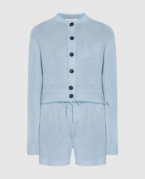 Babe Pay Pls Blue cardigan and linen shorts suit MD9762307420R