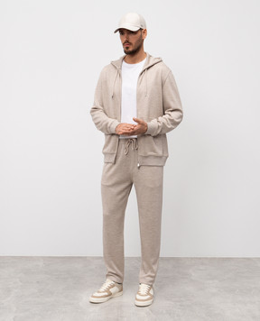 Brunello Cucinelli Beige melange cashmere and silk sweatpants MM8353243G