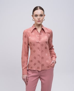 Dolce&Gabbana Pink DG logo silk blouse F5Q53TGDCVH
