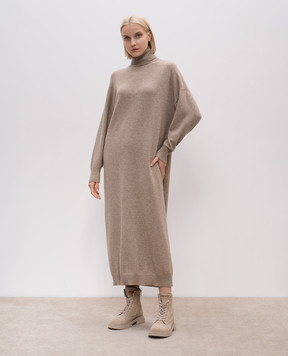 Brunello Cucinelli Beige cashmere dress with monil chain M12723A93