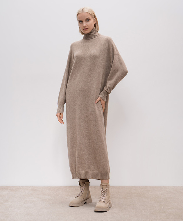Brunello Cucinelli - Beige cashmere dress with monil chain M12723A93 - shop  with European delivery at Symbol