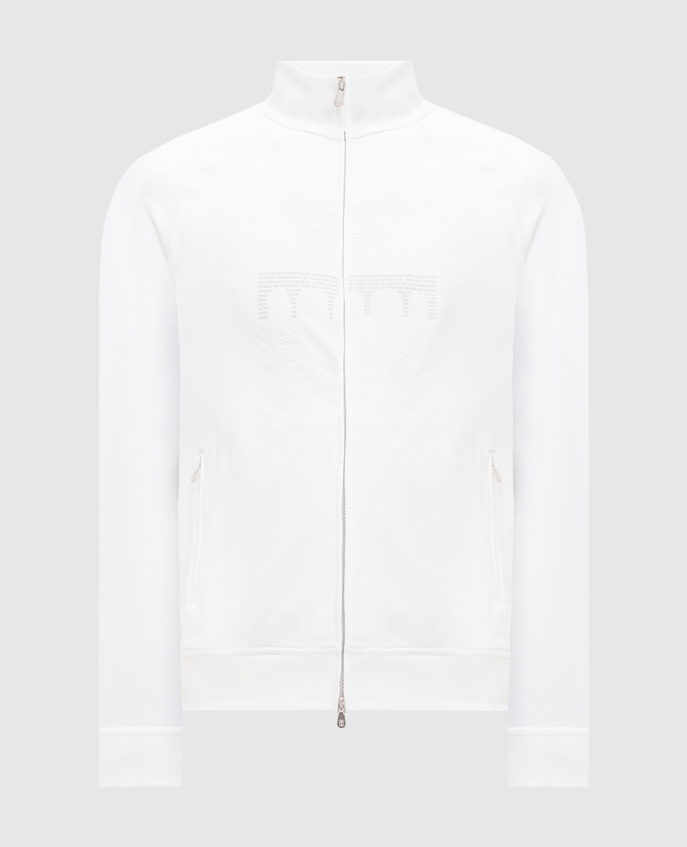 White sports jacket with logo patch brunello cucinelli