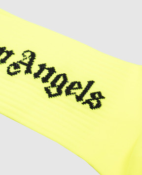 Palm Angels Children's yellow socks with a logo PBRA005S25KNI001