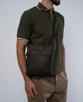 Serapian Brown leather bag with logo print SRCCHMML679423Y224