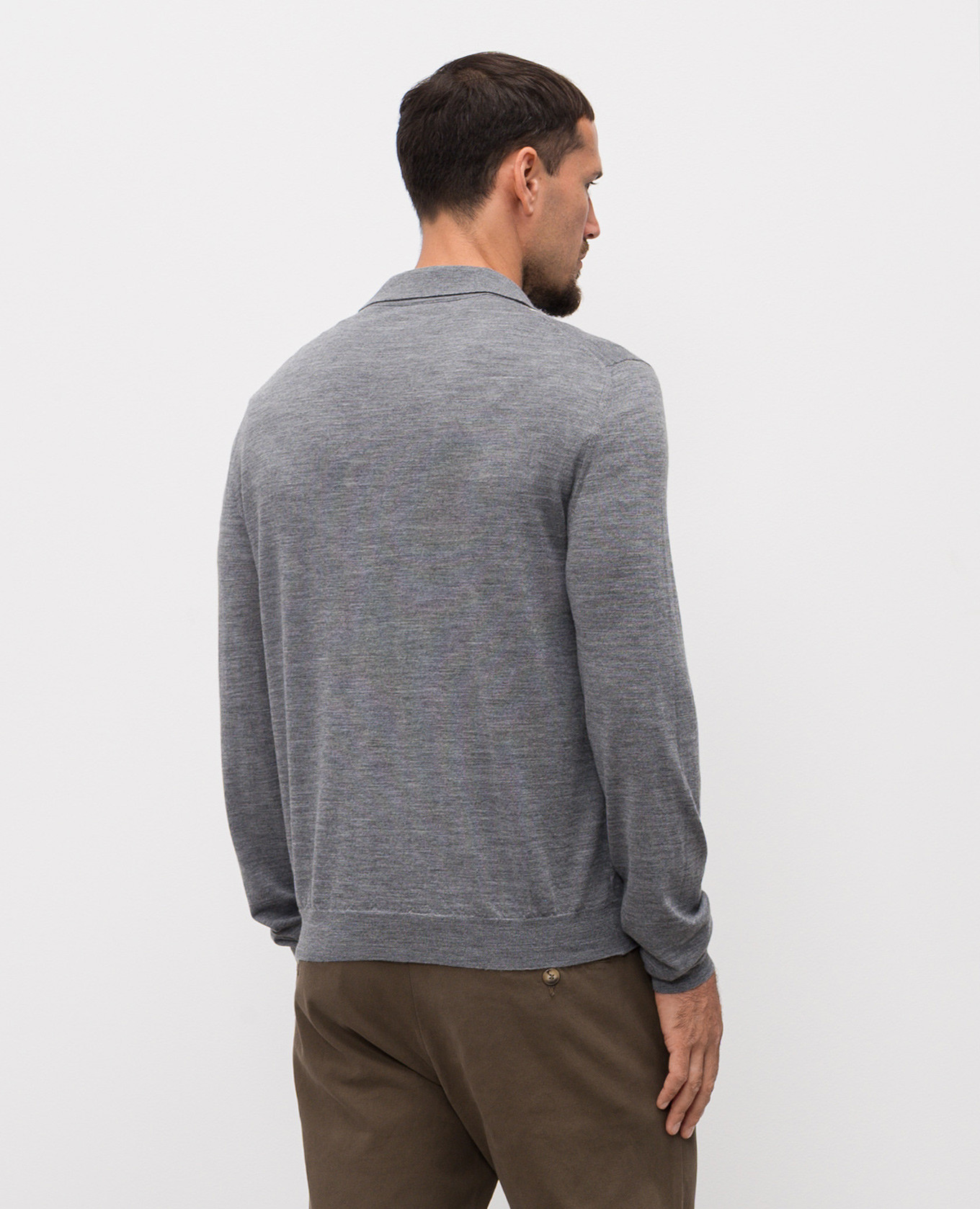 Gray wool cardigan in a shirt style ISAIA 4