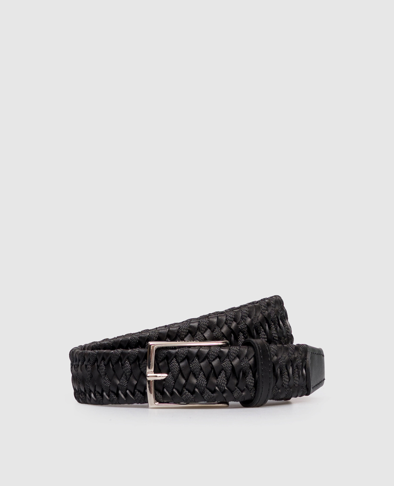 

Black combination belt with weaving ISAIA