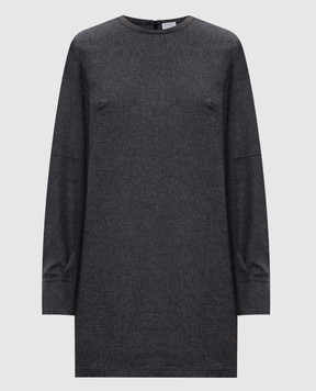 Brunello Cucinelli Gray wool and cashmere dress with monil chain MB162AFB61