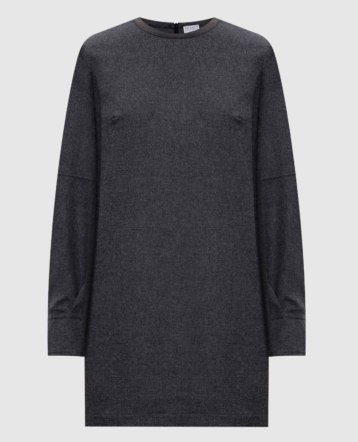 Gray wool and cashmere dress with monil chain Brunello Cucinelli