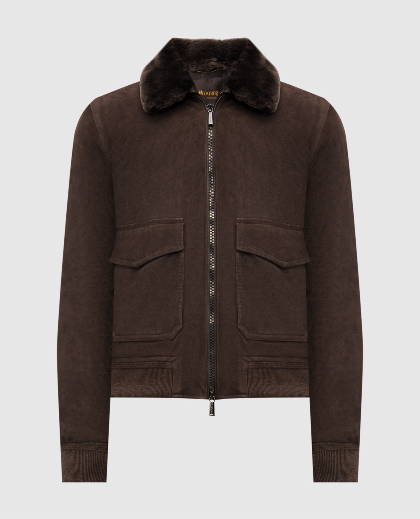 

Brown suede ANTENORE down jacket with fur MooRER