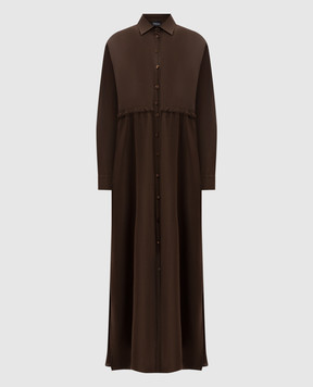 Simonetta Ravizza Omar brown silk shirt dress S05DS92T84